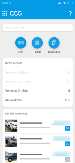 Screenshot of the CCC ONE Mobile home screen.